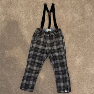 Kids Plaid Formal Pants with Suspenders